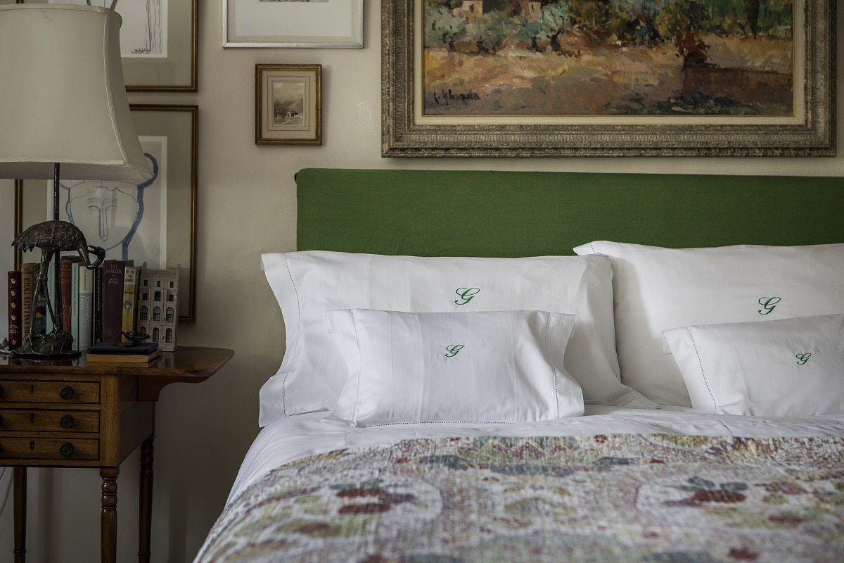 Organic Sateen 300 Thread Count handmade embroidered bespoke linen