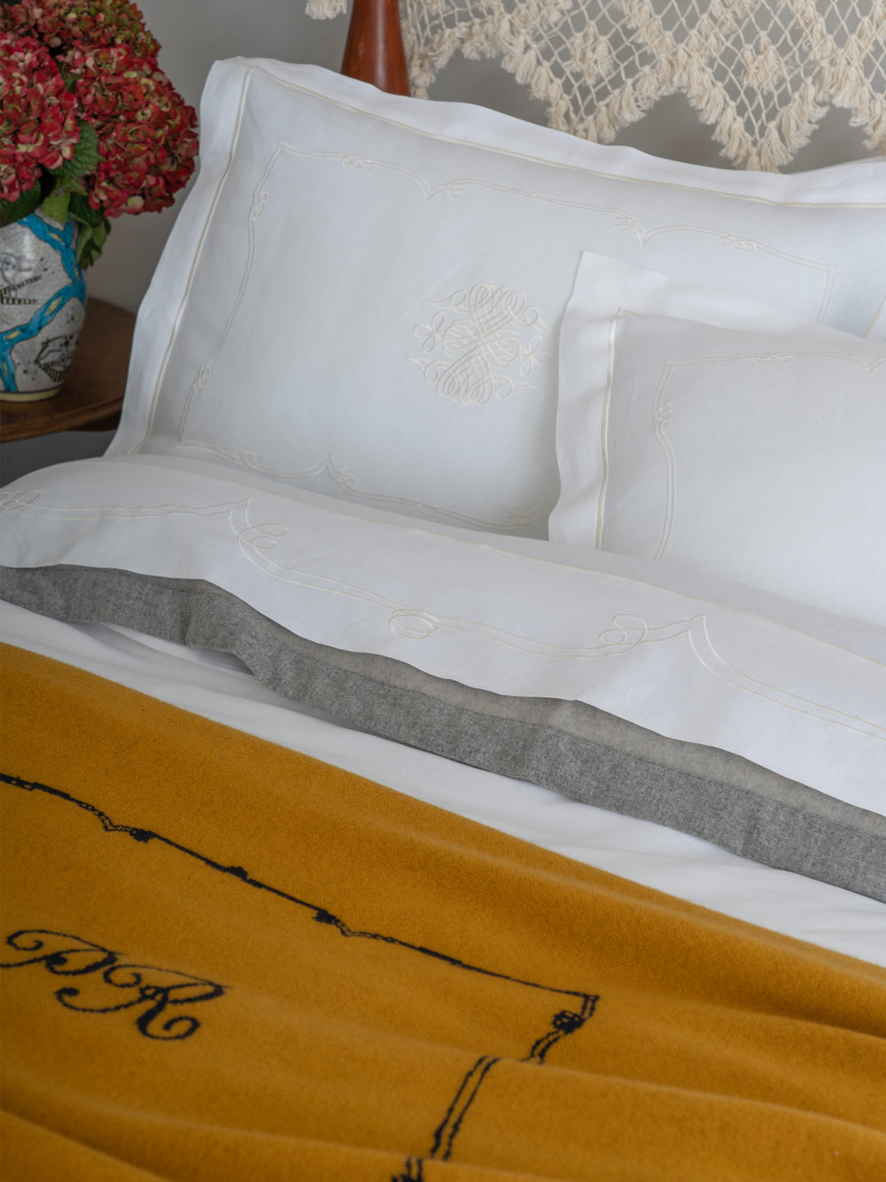 SAVED NY x Peter Reed | Calligraphy Pillowcase | Fine Linen Bedding