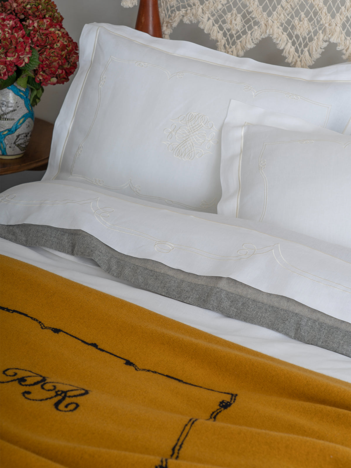 SAVED NY x Peter Reed | Calligraphy Pillowcase | Fine Linen Bedding